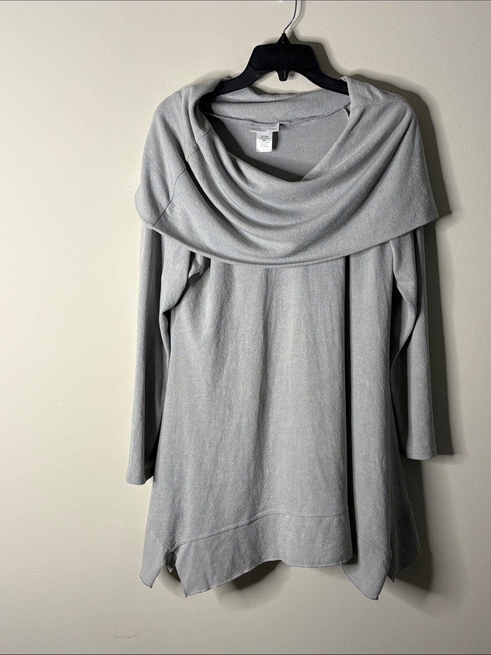 Soft Surroundings Light Gray Draped Cowl Neck Tunic